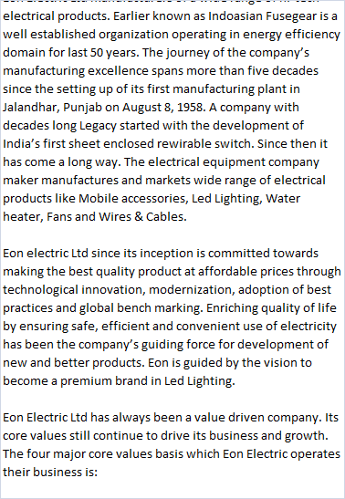 Eon Electric Ltd -